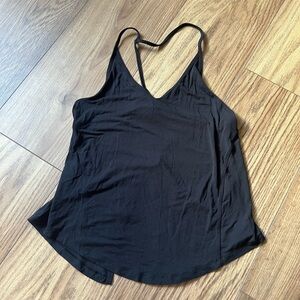 Lululemon Black Flowy Open Back Spaghetti Strap Athletic Tank Top